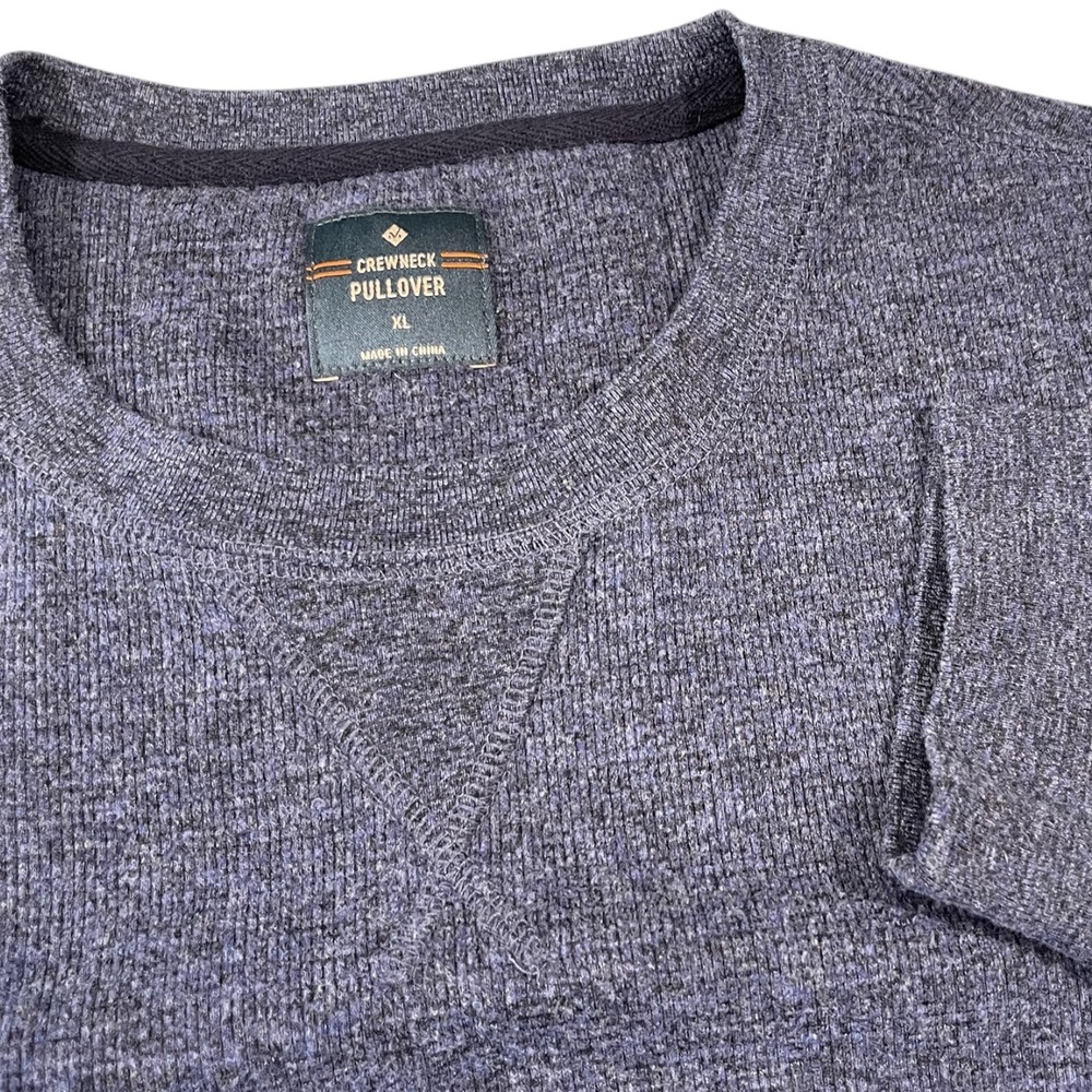 Member's Mark XL Navy Crewneck Pullover Waffle Texture‎ Long Sleeve Gorpcore 80s